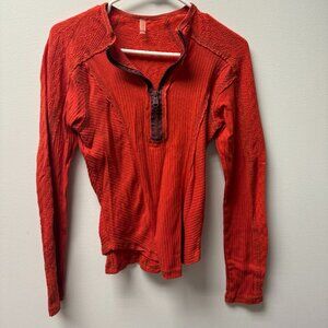 Free People Red Long Sleeve Top